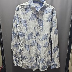 Tasso Elba White and Blue Paisley Shirt